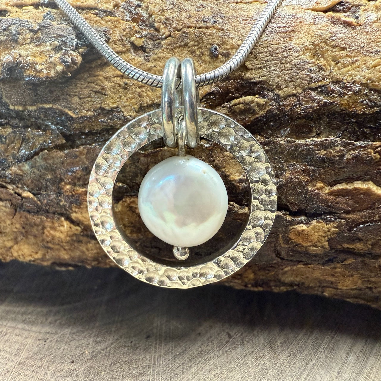Celestial Halo Sterling Silver Pendant with White Freshwater Pearl