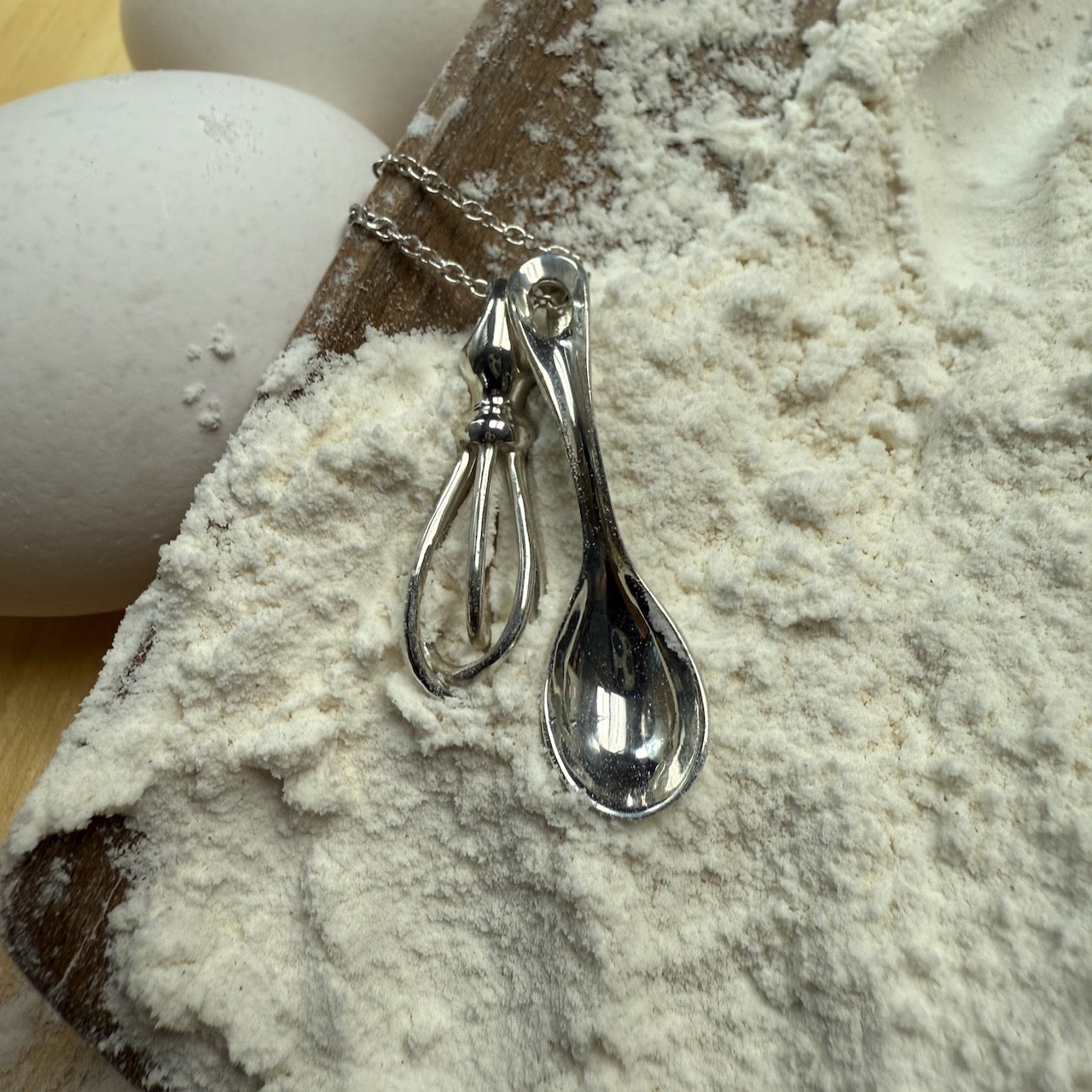 What's Cooking Sterling Silver Whisk & Ladle Pendant Duo