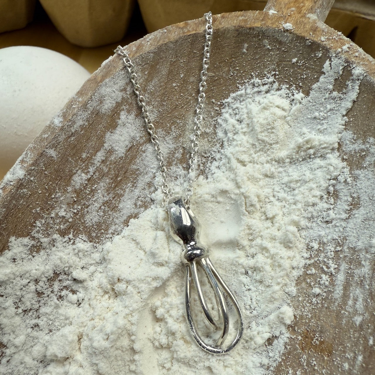 What's Cooking Sterling Silver Whisk with Cable Chain