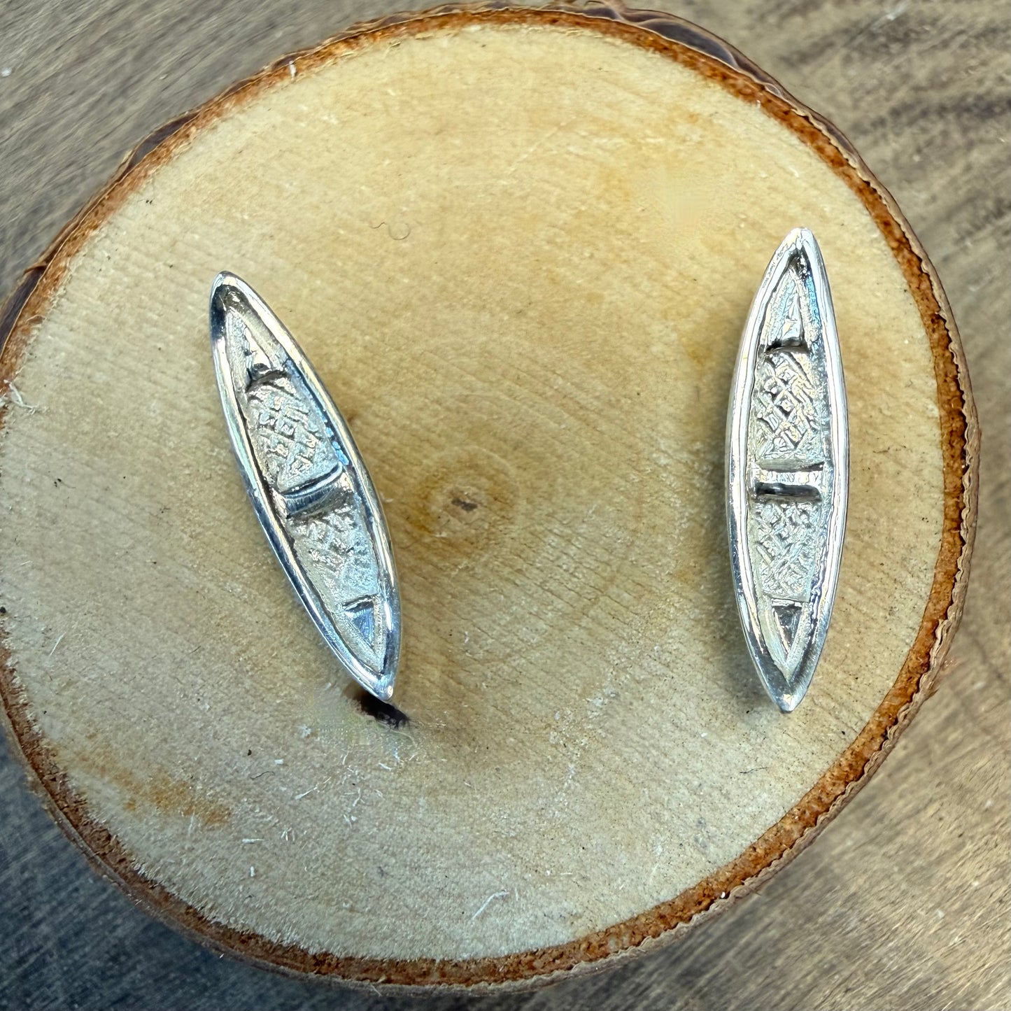 Sterling Silver Canoe Stud Earrings