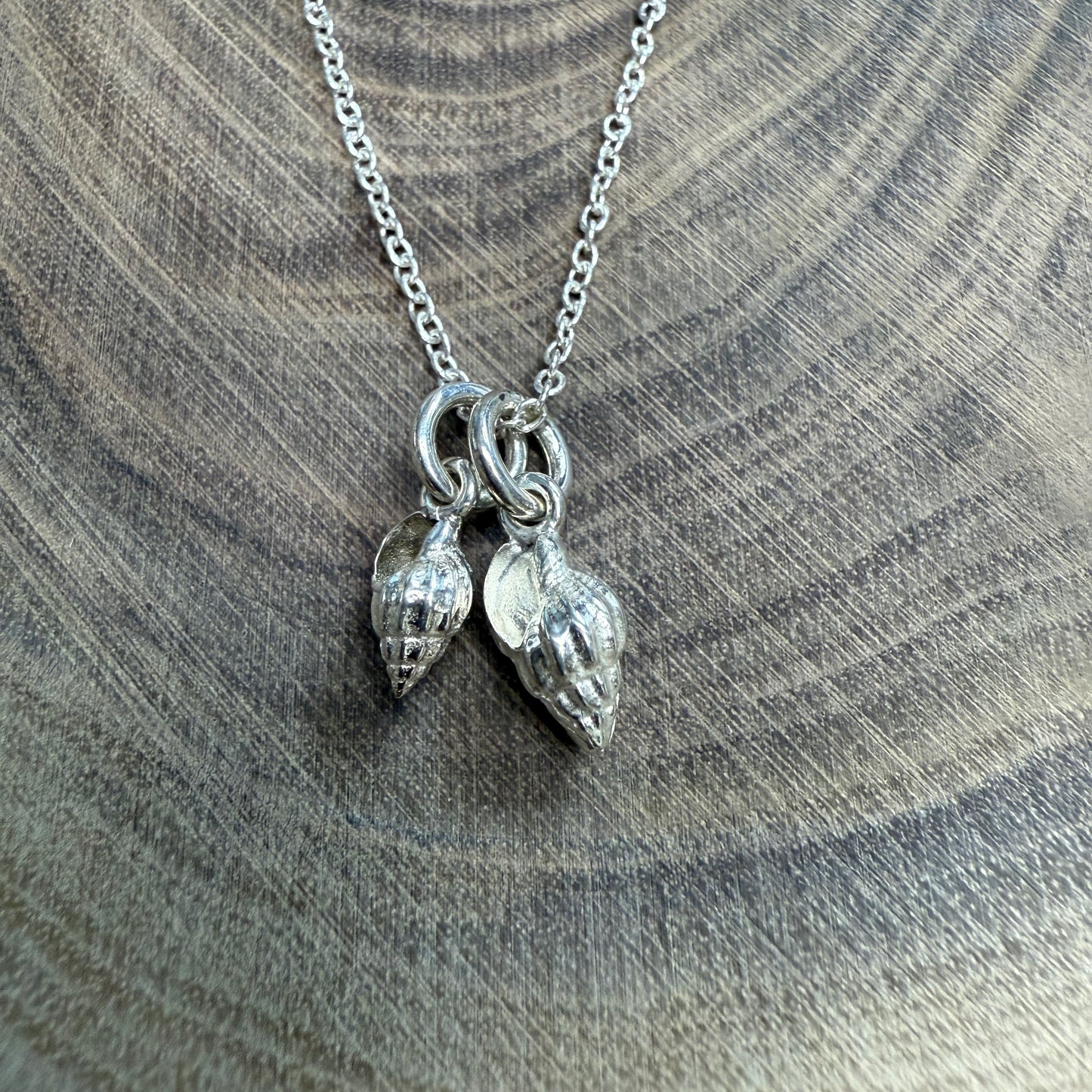 Double Shell Pendants on Snake Chain