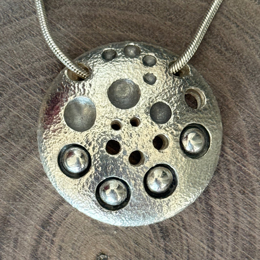ASTEROID Sterling Round Pendant WIth Snake Chain