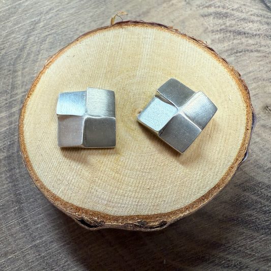 GEOMETRIE Multi Plane Sterling Silver Square Earrings