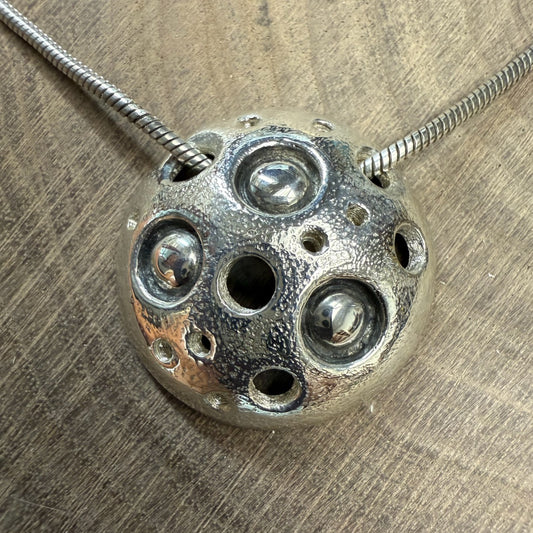 PLANET Hammered Sterling Silver Planet Pendant Medium With Chain