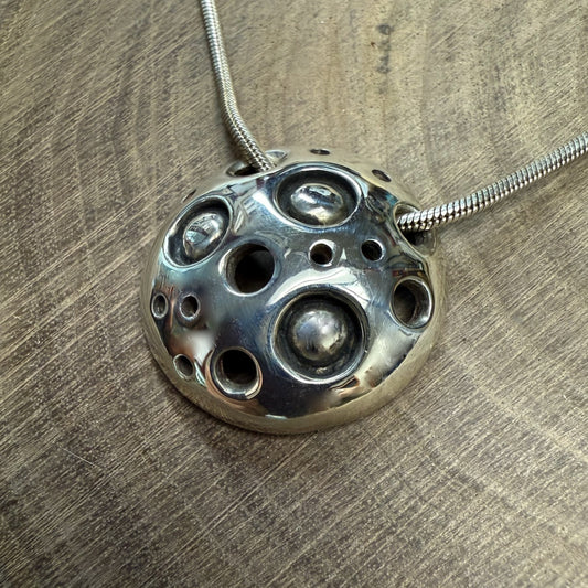 PLANET Polished Sterling Silver Planet Pendant Medium With Chain