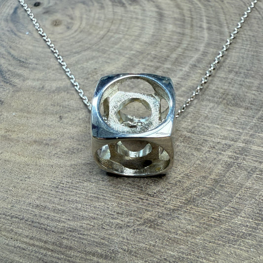 LABYRINTH Sterling Silver Calming Cube Large Rounded Corners