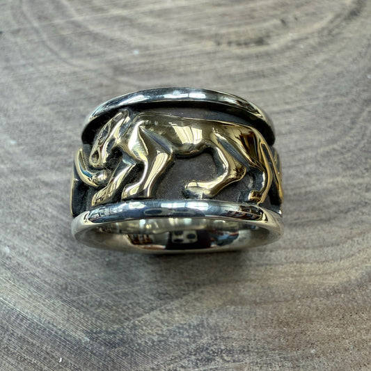 Jaguar 18K Gold and Sterling Silver with Dark Finish Size 7.5