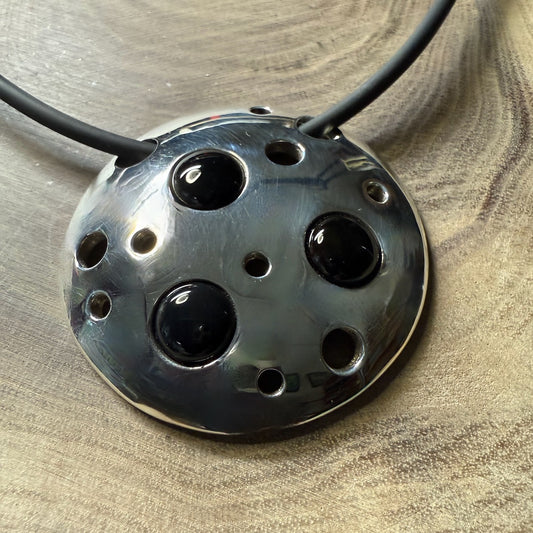 METEORIT  Pendant Sterling Silver with Black Onyx