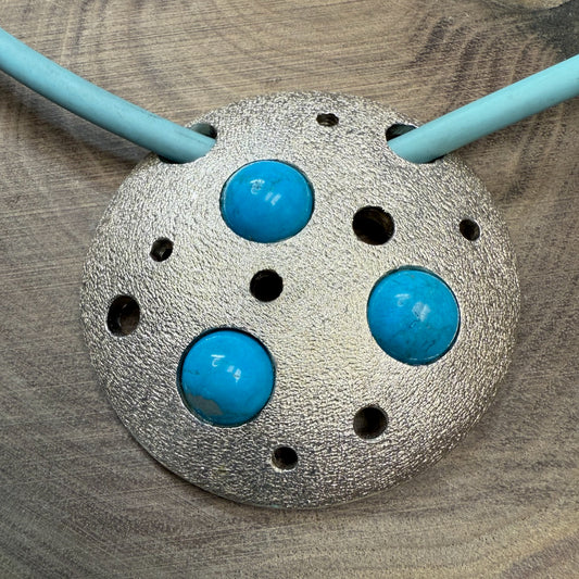 METEORIT  Pendant Sterling Silver with Turquoise Hammered Finish