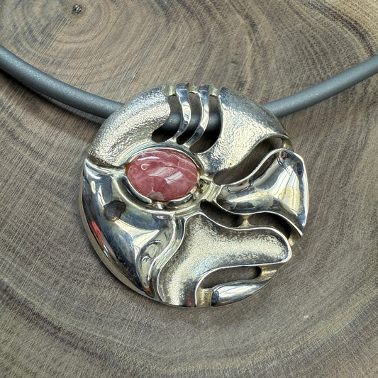 PLANET Earth Pendant Sterling Silver With Rhodenite