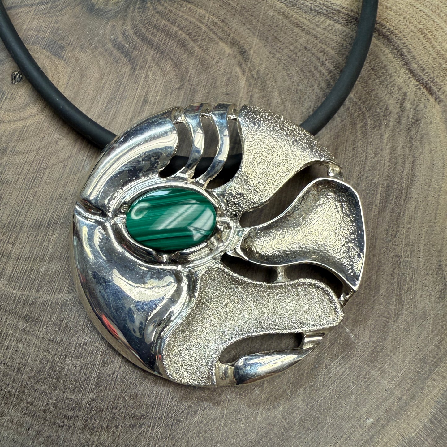 PLANET Earth Pendant Sterling Silver With Malachite