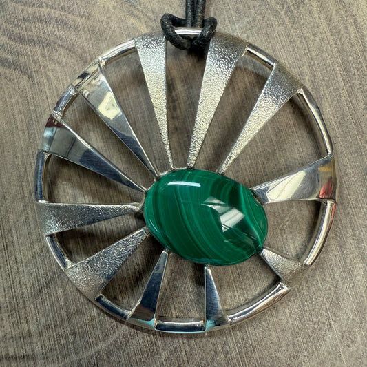 PLANET Sterling Silver Sunburst with Malachite