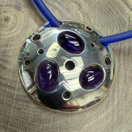 METEORIT  Pendant Sterling Silver with Oval Amethyst