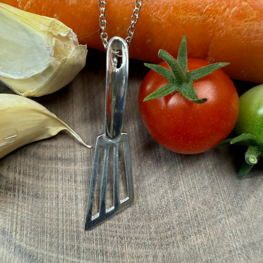 What's Cooking Sterling Silver Spatula with Curb Chain