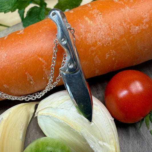 What's Cooking Sterling Silver Knife with Curb Chain