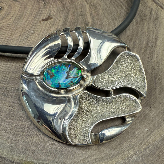 PLANET Earth Pendant Sterling Silver With Opal