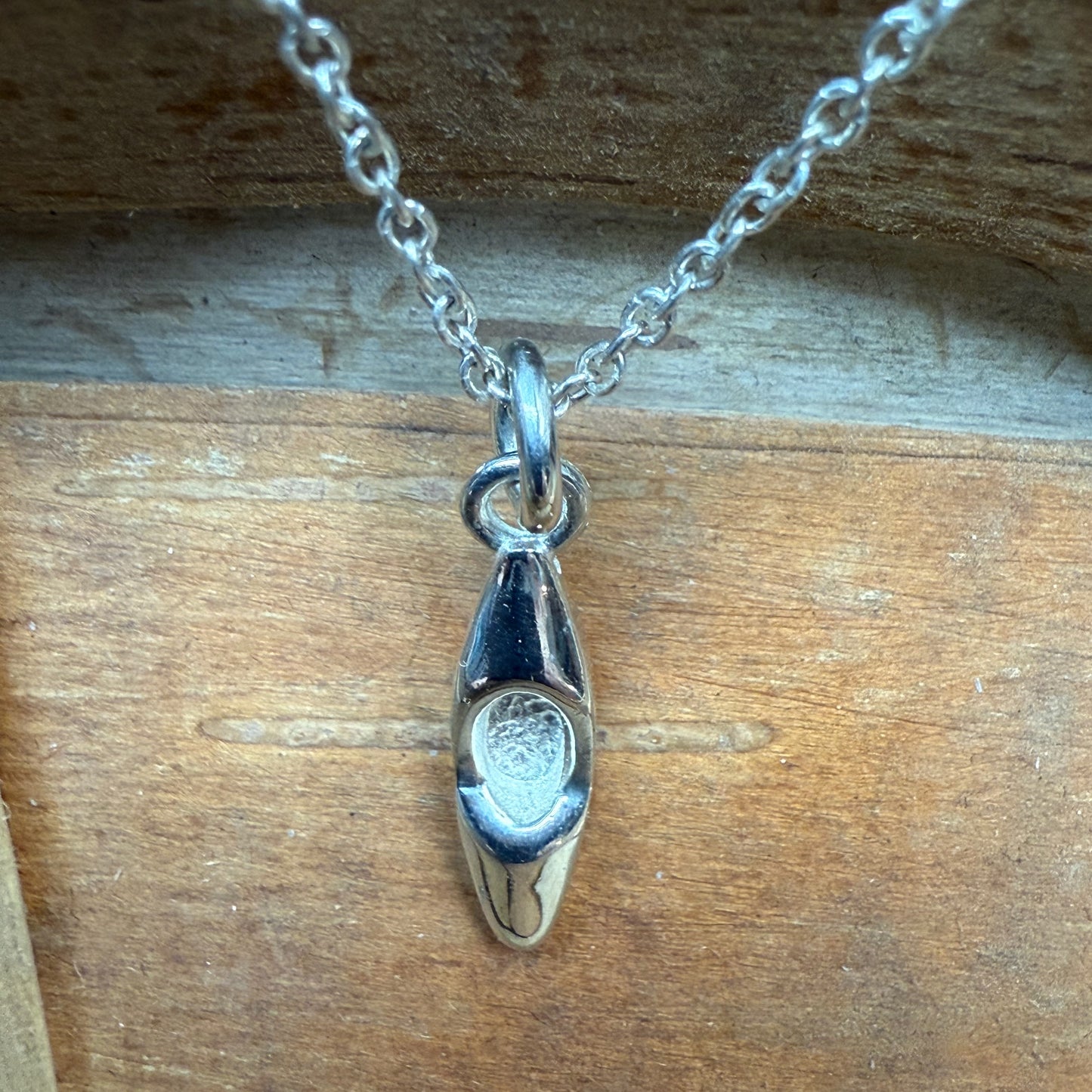 Small Sterling Kayak Pendant with Chain