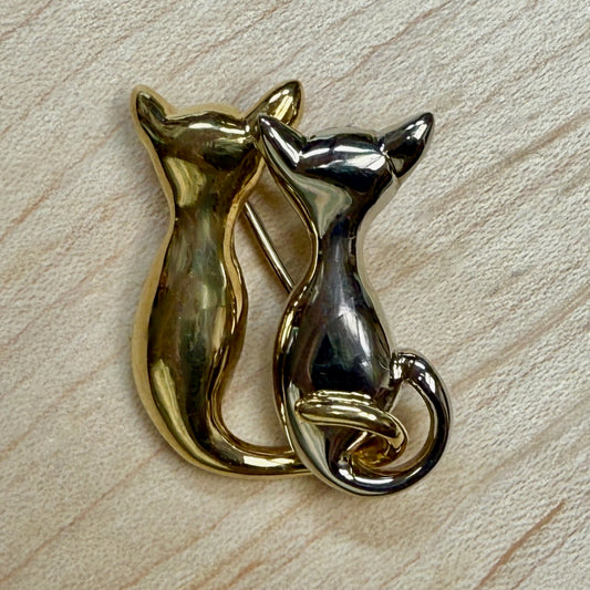 Büsi (Little Cats) 18 K Yellow and White Gold Broach