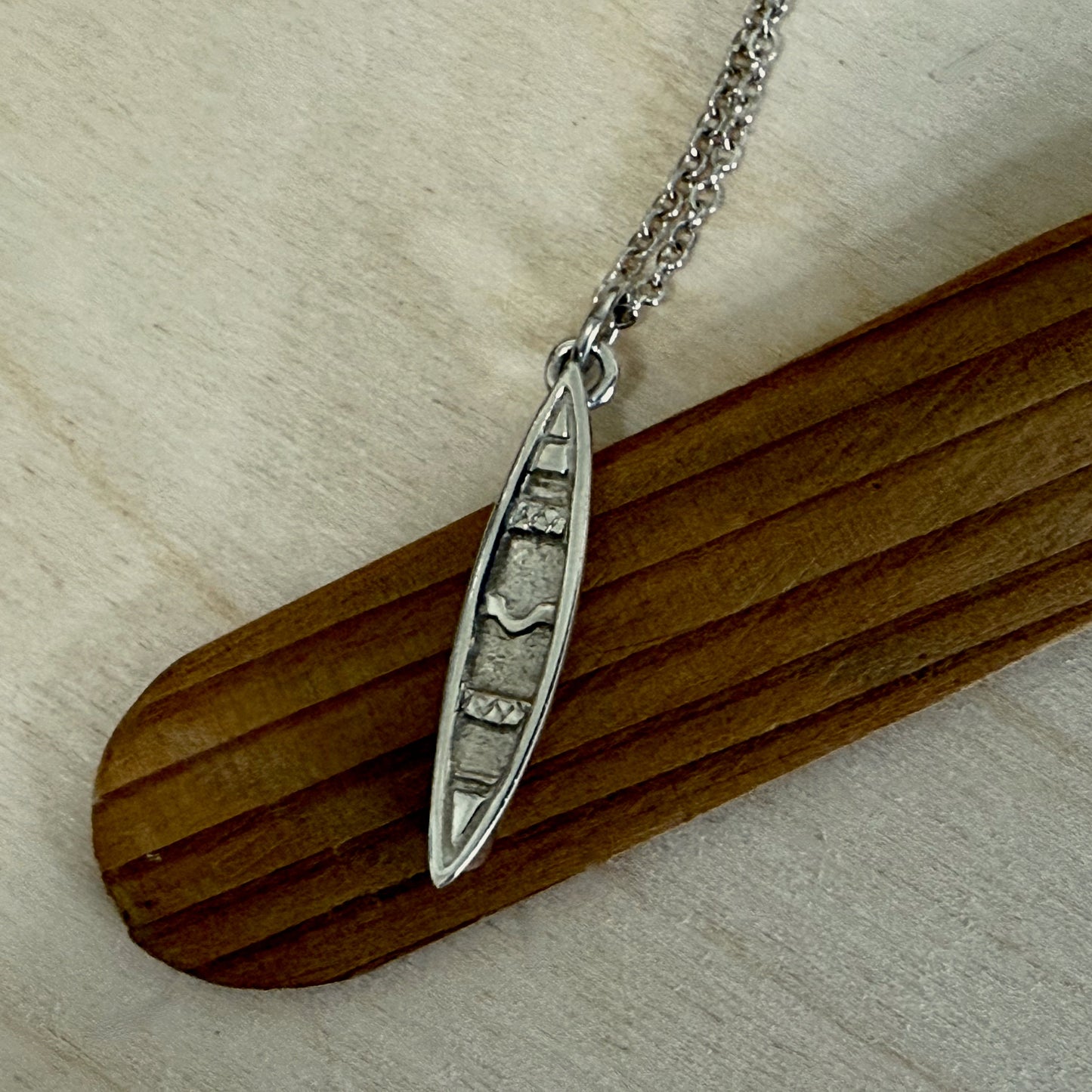 sterling silver large canoe pendant with chain