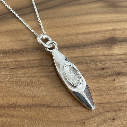 Small Sterling Kayak Pendant with Chain