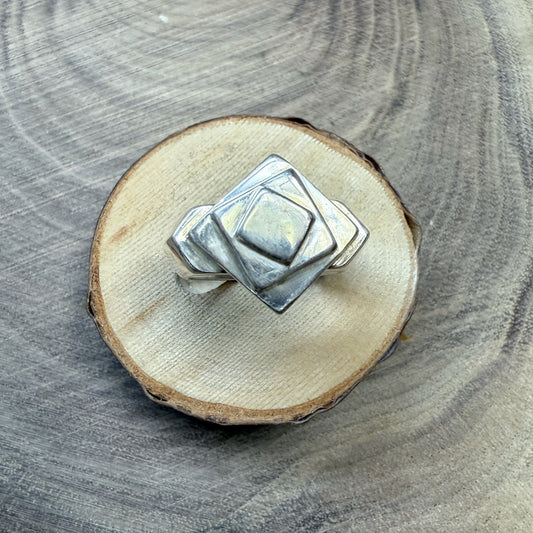 QUADRAT (squares) Sterling Silver Ring Small